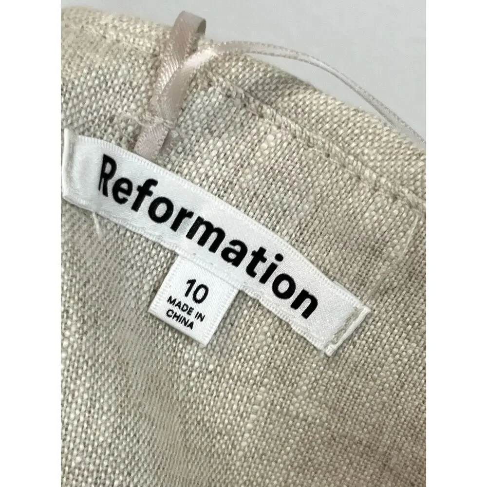REFORMATION Livvy Two Piece Strapless Linen Top Cotton Midi Skirt Size 10